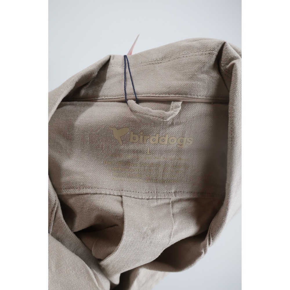 Birddogs Tech Linen Shirt Camp Collar Large Beige Linen Blend Casual Summer - Picture 4 of 5